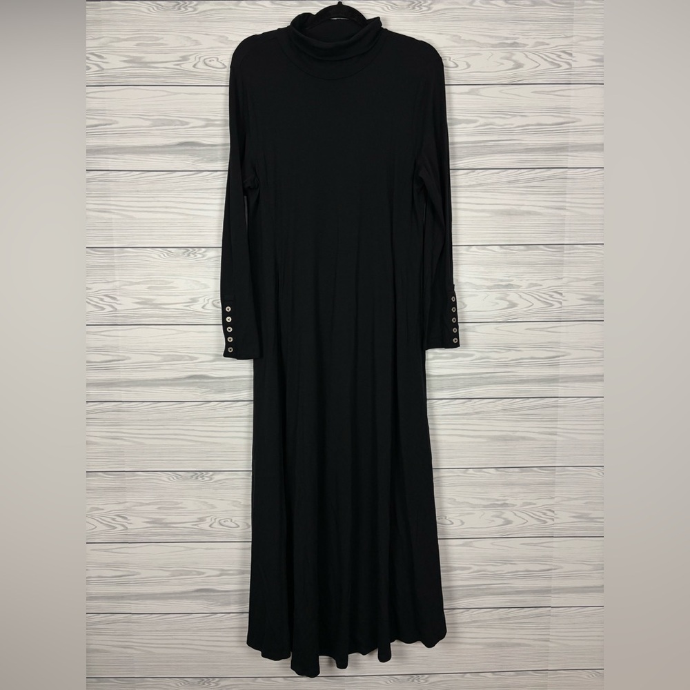 Soft Surroundings Black Jackie Knit Midi Dress Size Large Modal Blend - Picture 2 of 8